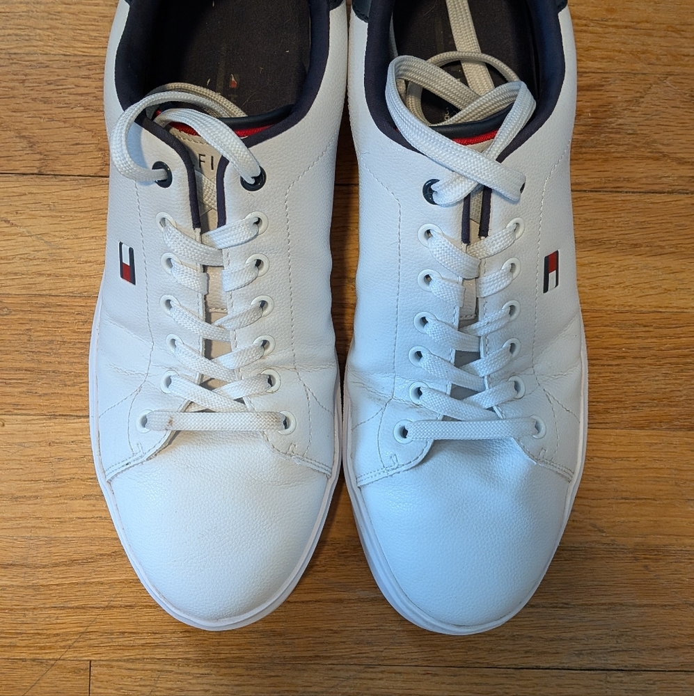 Tommy Hilfiger White and Navy Men's Sneakers
